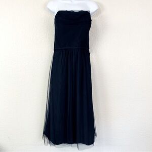 Bill Levkoff Navy Strapless Evening Prom Formal Bridesmaids Dress Size 12